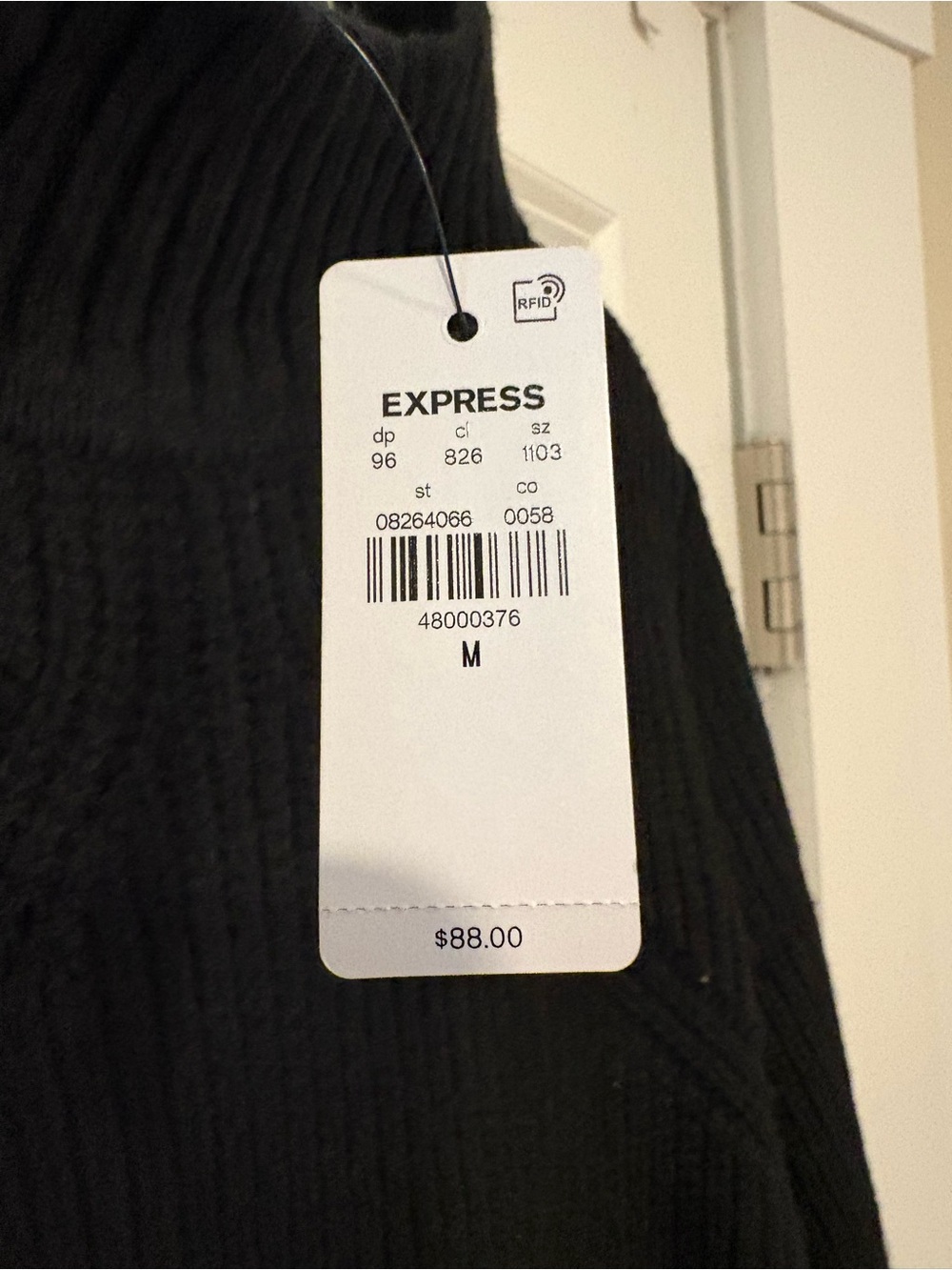 Express Black Ribbed Funnel Neck Sweater - Picture 3 of 4